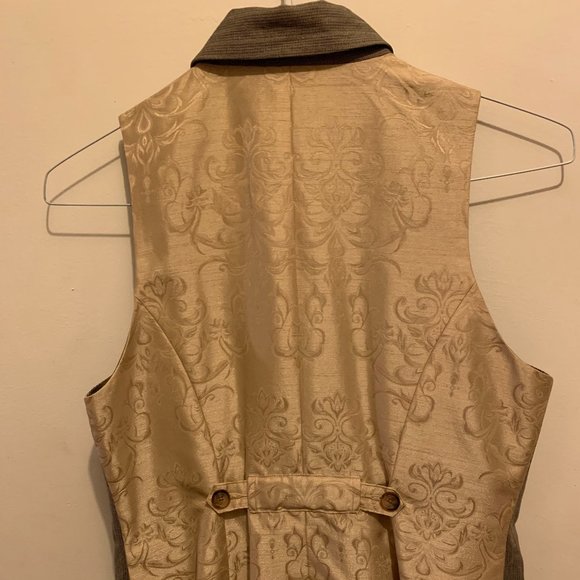 Brown/Mushroom Tweed lined VEST w/silk back (size M) - Picture 3 of 4